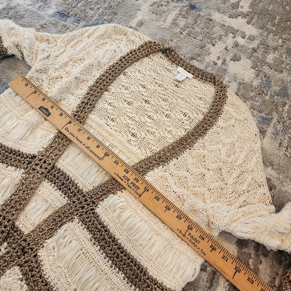 Chico's Knit Cardigan Cream Tan Bronze Open Front Size Medium (Size 1) - Picture 13 of 16